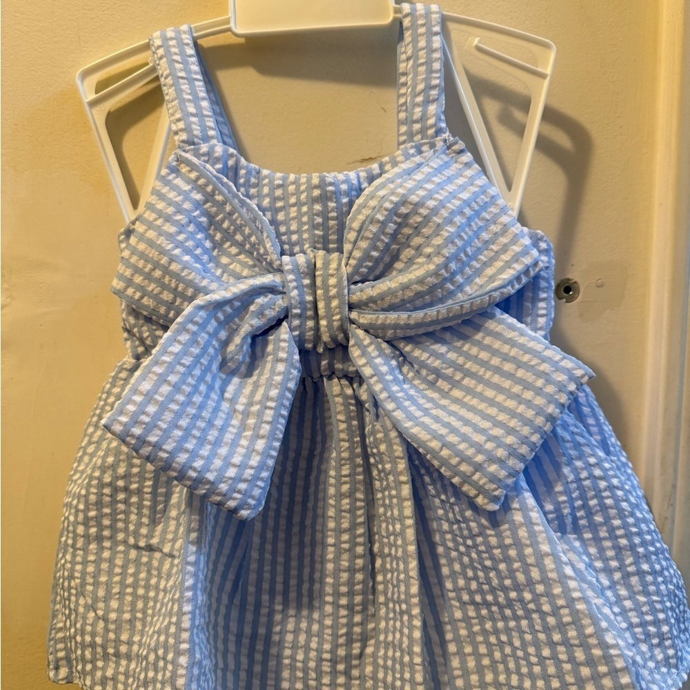 New Seersucker Bow Diaper Set - Picture 5 of 9